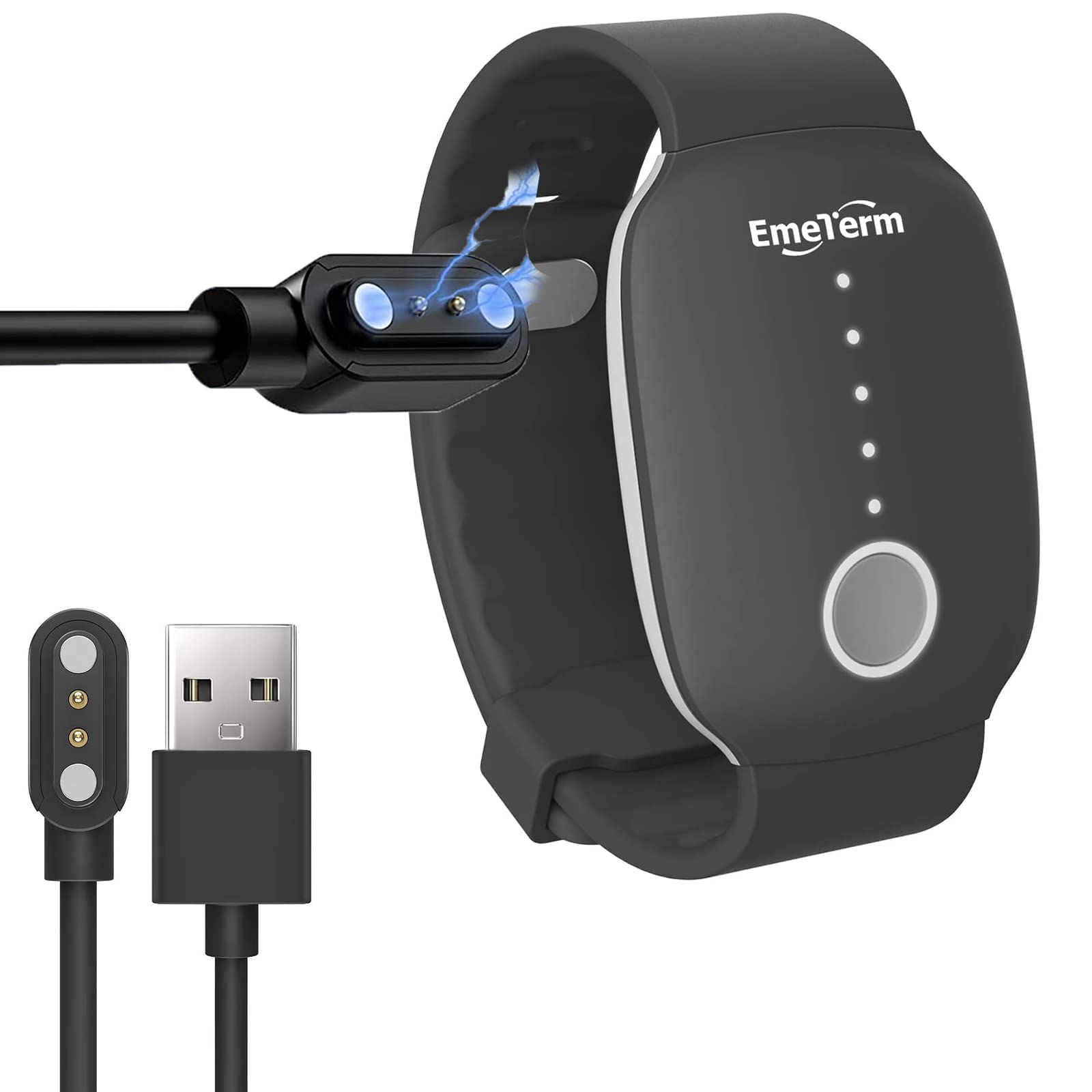 Blueshaweu Compatible with EmeTerm Wrist Band Charger, Magnetic USB Charging Cable Replacement Charger Cable Compatible with EmeTerm Fashion Anti-Nausea Wristband (Black)