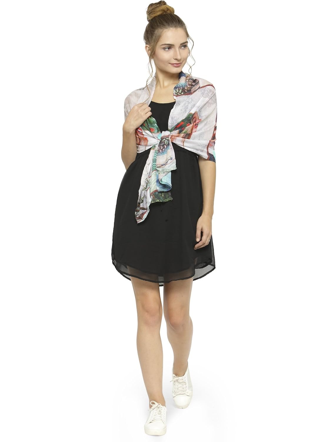 j style women's modal cream digital print designer scarf
