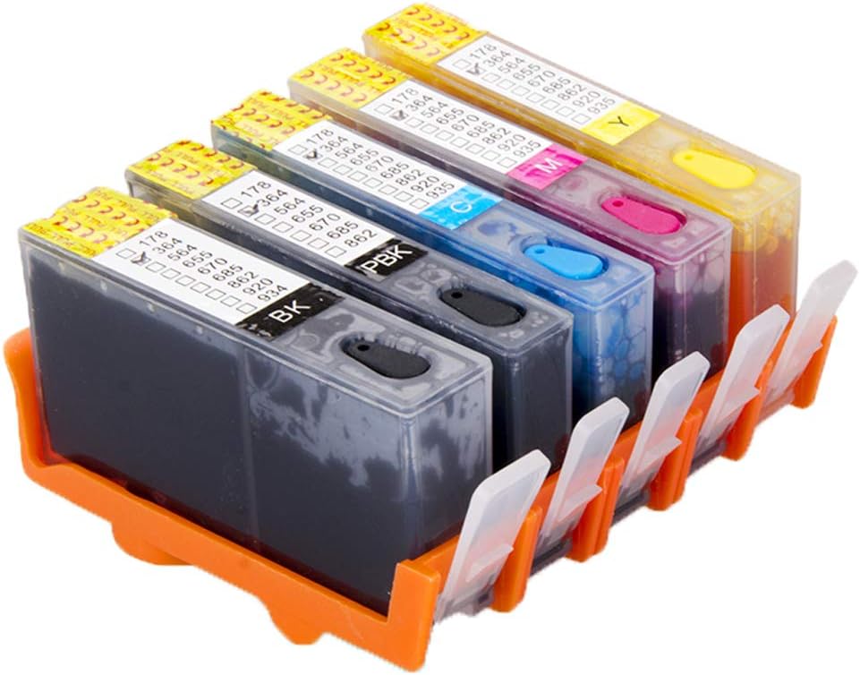 Bureau Cartouche Ouguan® 5 x 364 complet rechargeable cartouche d'encre pour HP