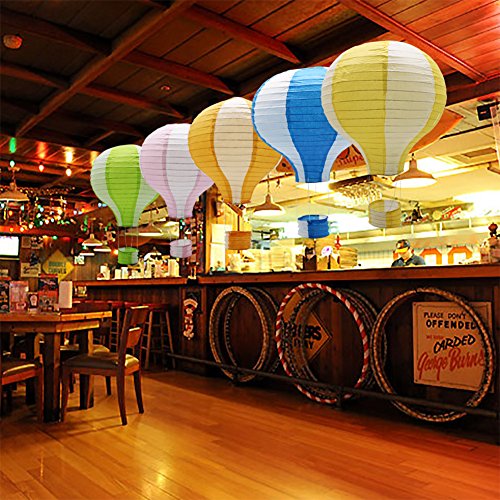 Hanging Hot Air Balloon Paper Lanterns Set Party Decoration Birthday Wedding Christmas Party Decor Gift, 12 inch, Pack of 5 Pieces (Mix Design and Color)