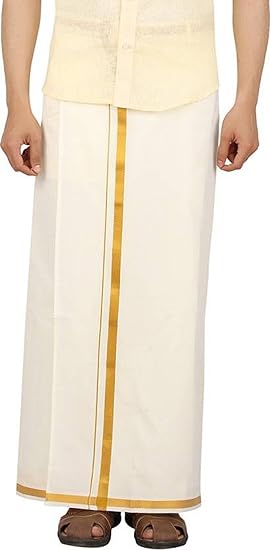 Men's Cotton Dhoti (White, Free Size)