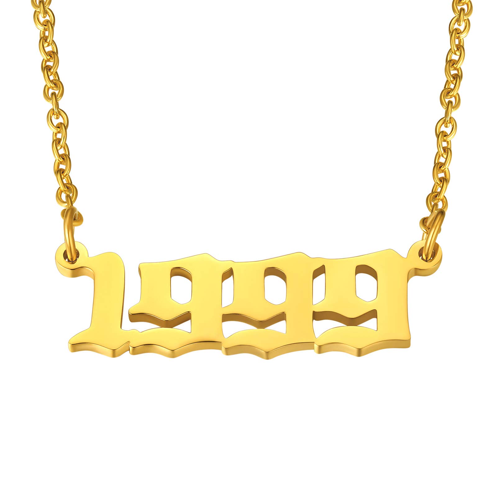 FindChic 1999 Necklace Gold Necklaces for Layering Date Necklaces for Women