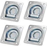 DLLJ Recessed D-Ring Tie DownSquare Cargo Tie-Down AnchorsFlush Mount Tie Down Anchor,4 Pack