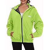 OSTOO Women's Running Cycling Lightweight Rain Jacket Waterproof with Hood Hiking Wind Breakers Pullover