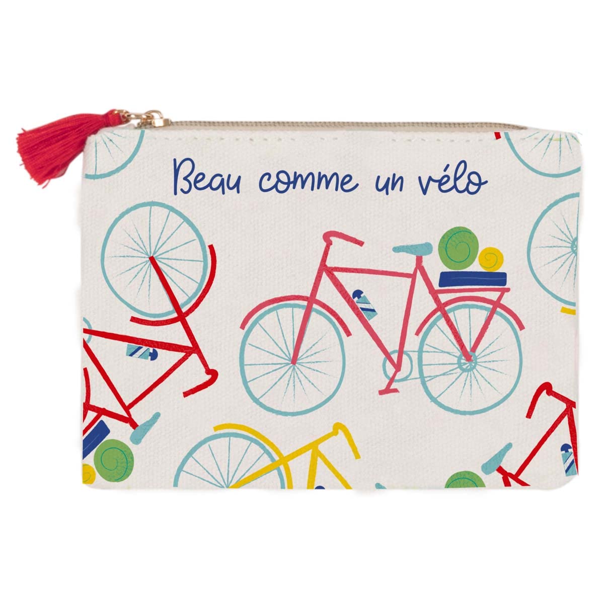 Draeger Paris Bicycle Print Coin Purse, Multicolored, Cotton Zip Purse