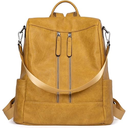 BROMEN Women Backpack Purse Leather Anti-theft Travel Backpack Fashion Shoulder Handbag