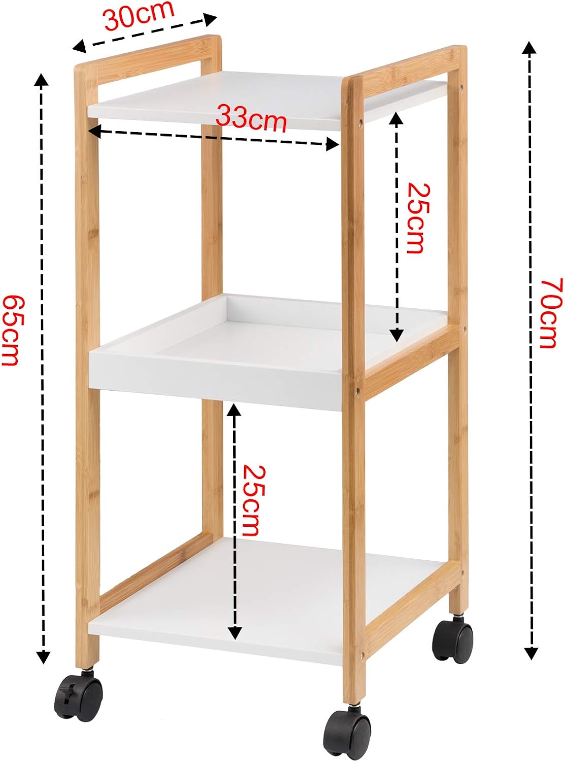 EUGAD Carrito de Cocina Madera Almacenamiento de Multiuso con 3 Niveles
