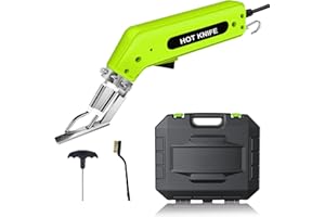 RONGTER Fabric Cutter Rope Cutter Utility Knife With Guide Foot, Air Cooled Electric Hot Knife Foam Cutting Tool with Adjustable Power Blades for Cutting Belt Cloth（Yellow)