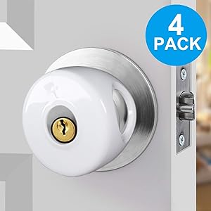 Door Knob Safety Cover for Kids,TUSUNNY Baby Safety Door Handle Cover,Easy to Install and Remove on Doors,Universal Design- FIT Most KNOBS,Child Proof Doors - Toddler and Baby Safety(4 Pack)