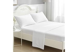 ILAVANDE White Queen Sheets Set 4 Piece,Hotel Luxury Super Soft 1800 Series Microfiber Queen Bed Sheets Set-Wrinkle Free & Breathable-14 Deep Pocket Sheets for Queen Size Bed(Queen,White)