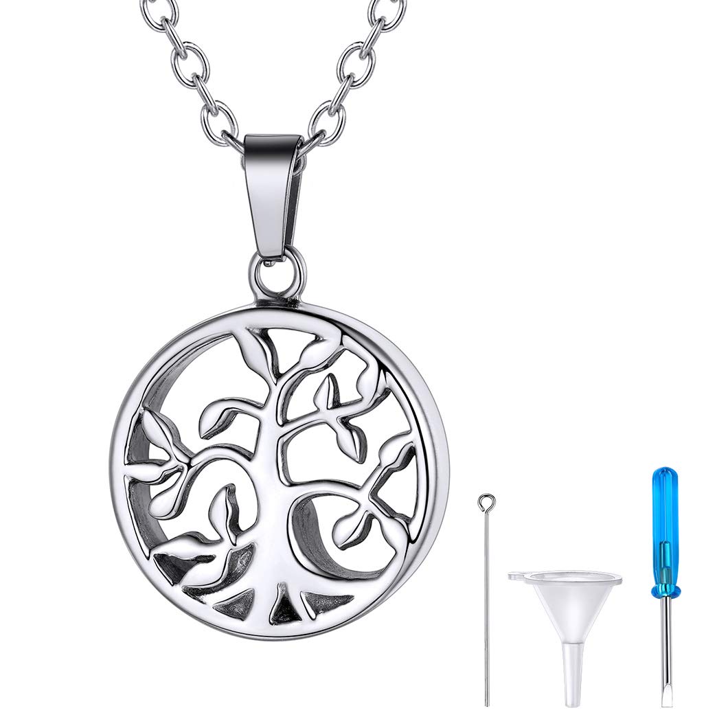 Richsteel Tree Of Life Ashes Keepsake For Men Urn Pendant Necklaces Stainless Steel Cremation Jewellery Womens Necklace