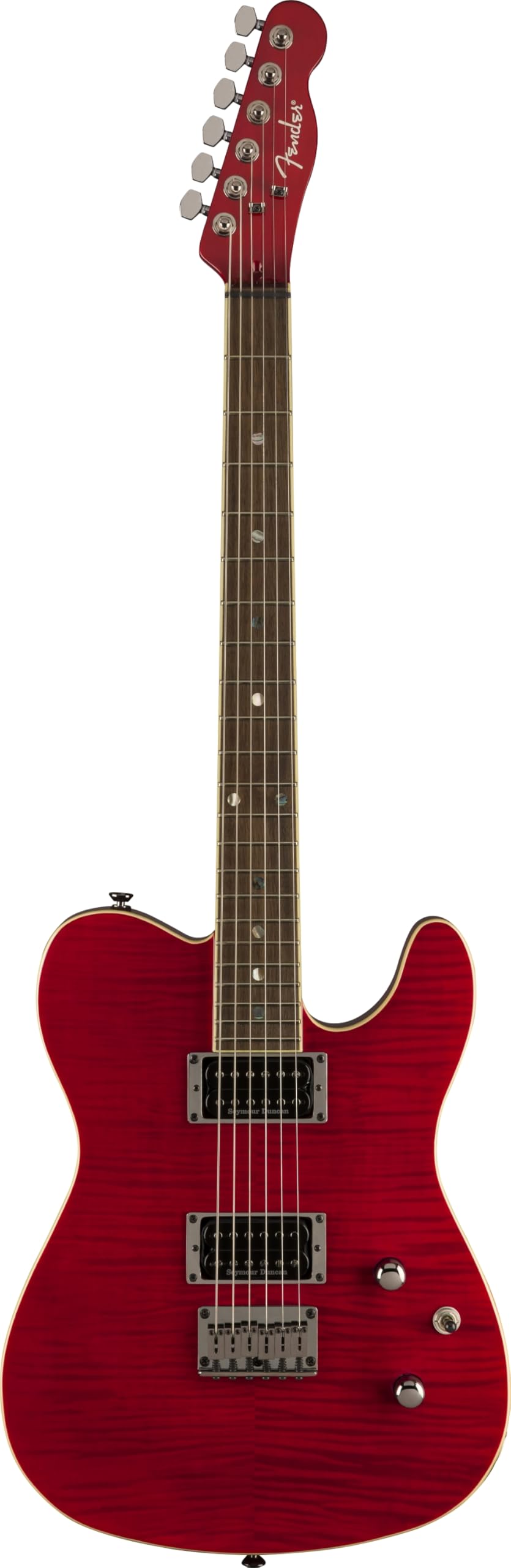 Guitarra eléctrica Fender Custom Telecaster FMT HH, cuenta con humbuckers Seymour Duncan '59/Pearly Gates con grifo de bobina, con 2 años de garantía, rojo carmesí transparente