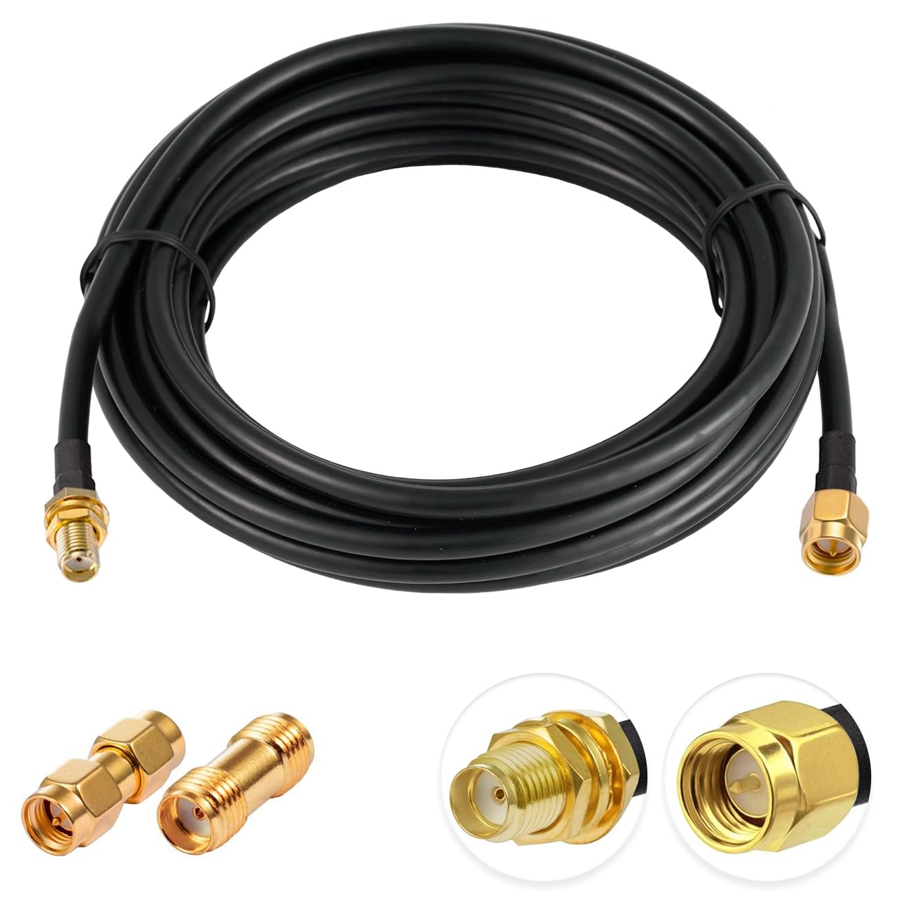 Vecys SMA Male to Female Bulkhead RG58 16ft /5M RF Coaxial Cable for Router Antenna Signal Enhancer Wireless Adapter