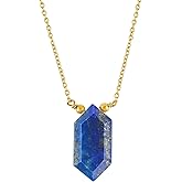 SUNSHINEGEMS Natural Lapis Lazuli fancy Hexagon Necklace, Polished Gemstone, Healing Crystals, Gift for Her, Birthday, Gemstone Jewelry 18 inch Weight 10 carat Stone Size Approx 10 MM (Lapis Lazuli)
