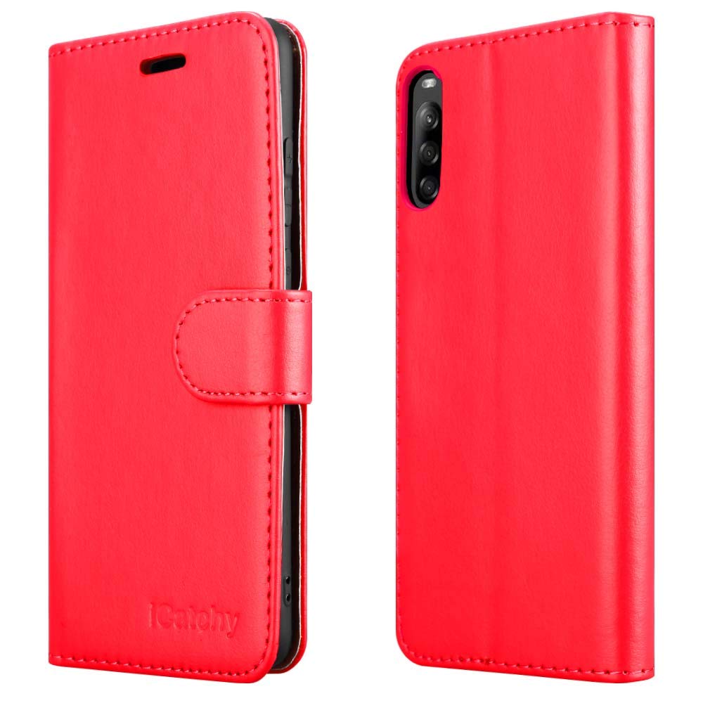 iCatchy For Sony Xperia L4 Case Leather Wallet Book Flip Folio Stand View Cover compatible for Sony Xperia L4 Phone Case (Red) โ image 1