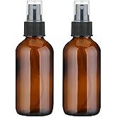 Qianyu 2 Pack Amber Glass Spray Bottles for Essential Oils Cosmetic 2oz Empty Small Fine Mist Refillable Spray Bottles Contai