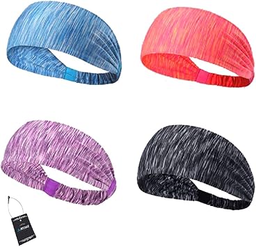 Amazon B Topaz ヘッドバンド スポーツヘアバンド スポーツターバン 運動ヘッドバンド ターバン 汗止め ターバン風ヘアバンド ヘアアクセサリー 吸汗速乾 抗菌防臭 バンダナ レディース メンズ ジョギング 自転車 スポーツ用 4枚セット A B Topaz ヘッドバンド