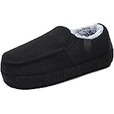 ONCAI Mens Clog Slippers with Arch Support Stripe Faux Fur Cotton-Blend High-Density Memory Foam Warm House Slippers Slip-on Indoor Outdoor Rubber Sole Size 7-16