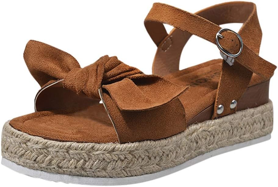 Women's Leopard Print Flats Open Toe Ankle Strap Buckle Sandals Thick-Soled Slippers