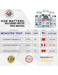 Angry Supplements Testosterone Booster for Men (2 Pack), Monster Test (120 Tablets), Monster PM...