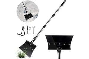ZONEXCHIC Garden Flat Shovel, Heavy Duty Multifunctional Cleaning Shovels with 53” Adjustable Long Handle, Floor Scraper Tool for Ice Snow Removal,Weeding,Driveway Lawn Edging,Sidewalk,Garden, Outdoor,Scraping
