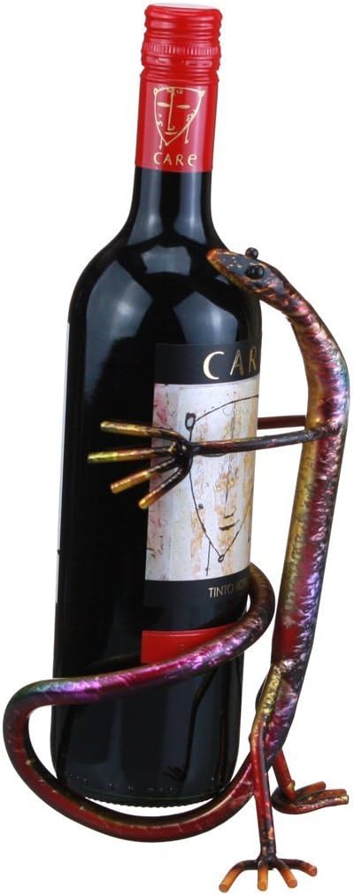 Dancing Gecko - Decorative Wine Bottle Holder - Caddy - Display - 10" Tall X 4" Diameter