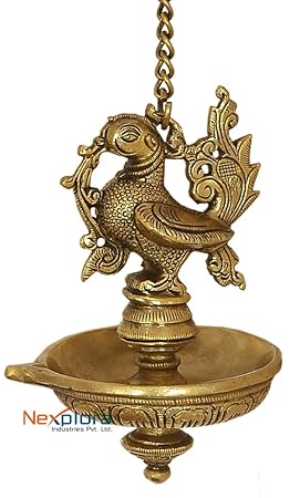 Nexplora Industries Pvt. Ltd. Brass Wall Hanging Diya | Deepak in Glossy Antique Finish | Puja Item | Fengshui Gift