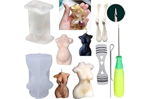 Body Female Silicone Mold New Upgrade Nimozekd 2PCS Woman Body Candle Soap Molds with Mold Punch&candlewick Hook Needle, Curvy Goddess Mold Pregnant Woman Mold, for Candle Aromatherapy Making