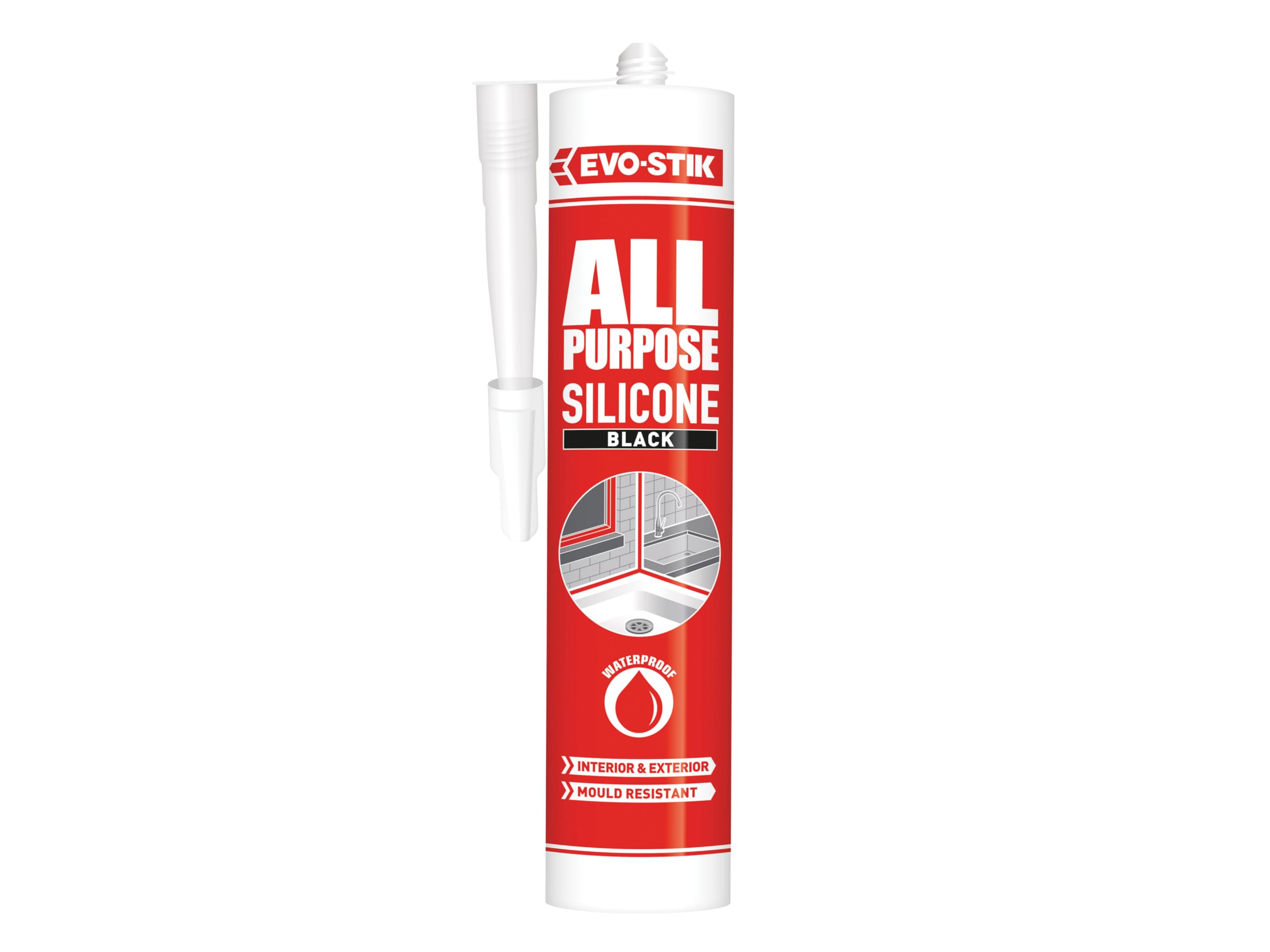 EVO-STIK All Purpose Silicone Sealant Black - Flexible - Suitable For a Host Of Different Applications - Guaranteed Up To 25 Years