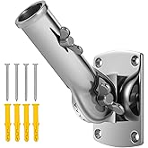 316 Stainless Steel Heavy Duty Flag Pole Holder for Outside House, 180° Adjustable Flag Pole Mounting Bracket for 1" Flagpole, Rust-Free and Wind-Resistant Outdoor Flag Holder for Truck, Boat, 1 inch