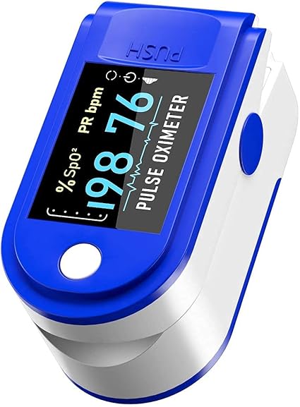 metal world Oximeter Fingertip, Blood Oxygen Saturation Monitor Fingertip, Blood Oxygen Meter Finger Oxymeter Finger with Pulse, O2 Monitor Finger for Oxygen (Blue)