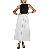 CUPSHE Casual Dress for Women 2025 Round Neck Sleeveless Tank Block Skirt Pockets Maxi Formal Dress