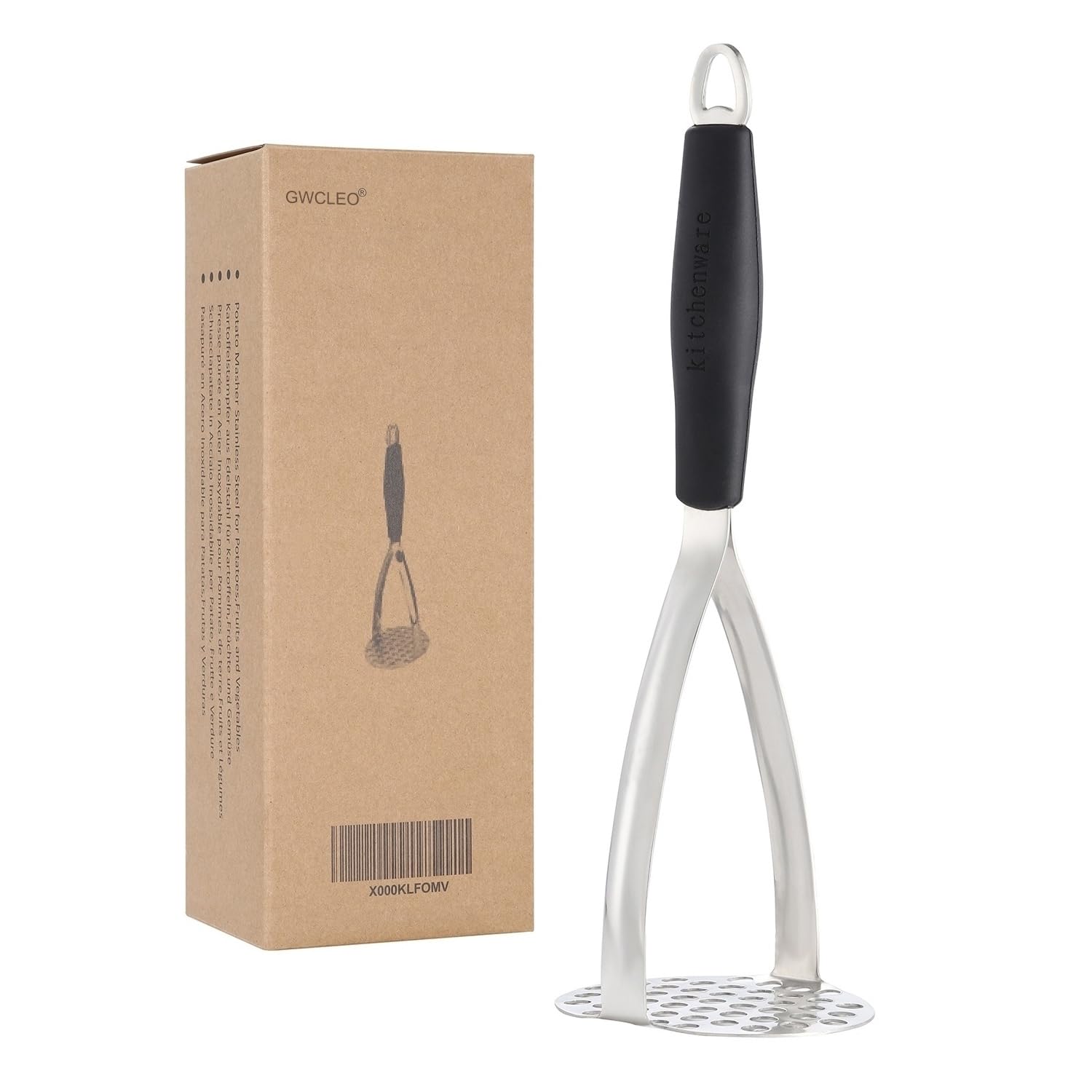 GWCLEO Potato Masher, Manual Potato Ricers Thick Stainless Steel, Potato Press with Silicone Handle for Fruits and Vegetables