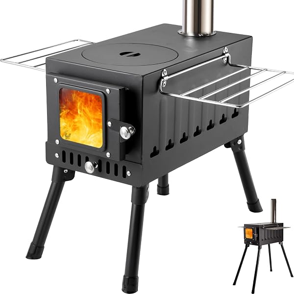 Amazon.com: Aomxay Camping Wood Stove, Portable Hot Tent Stove,wood burning  stove Double inner wall secondary combustion design with extension feet.For  outdoor cooking and heating : Sports u0026 Outdoors