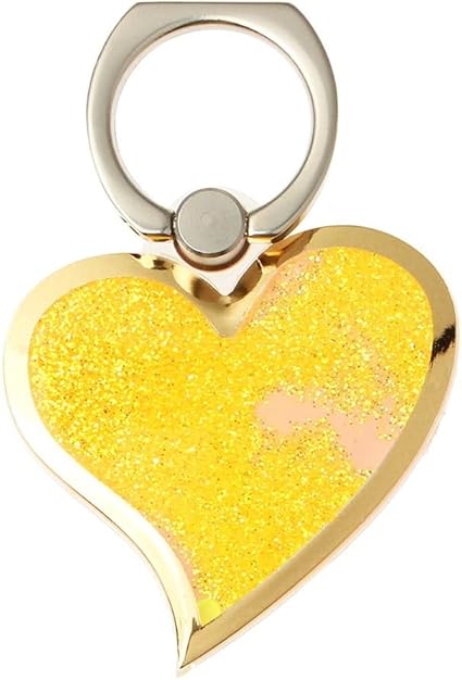 Amazon ユニバーサル ラブハート 液体 流砂フィンガースタンド バックル 携帯電話ホルダー 黄色い ホールドリング 通販