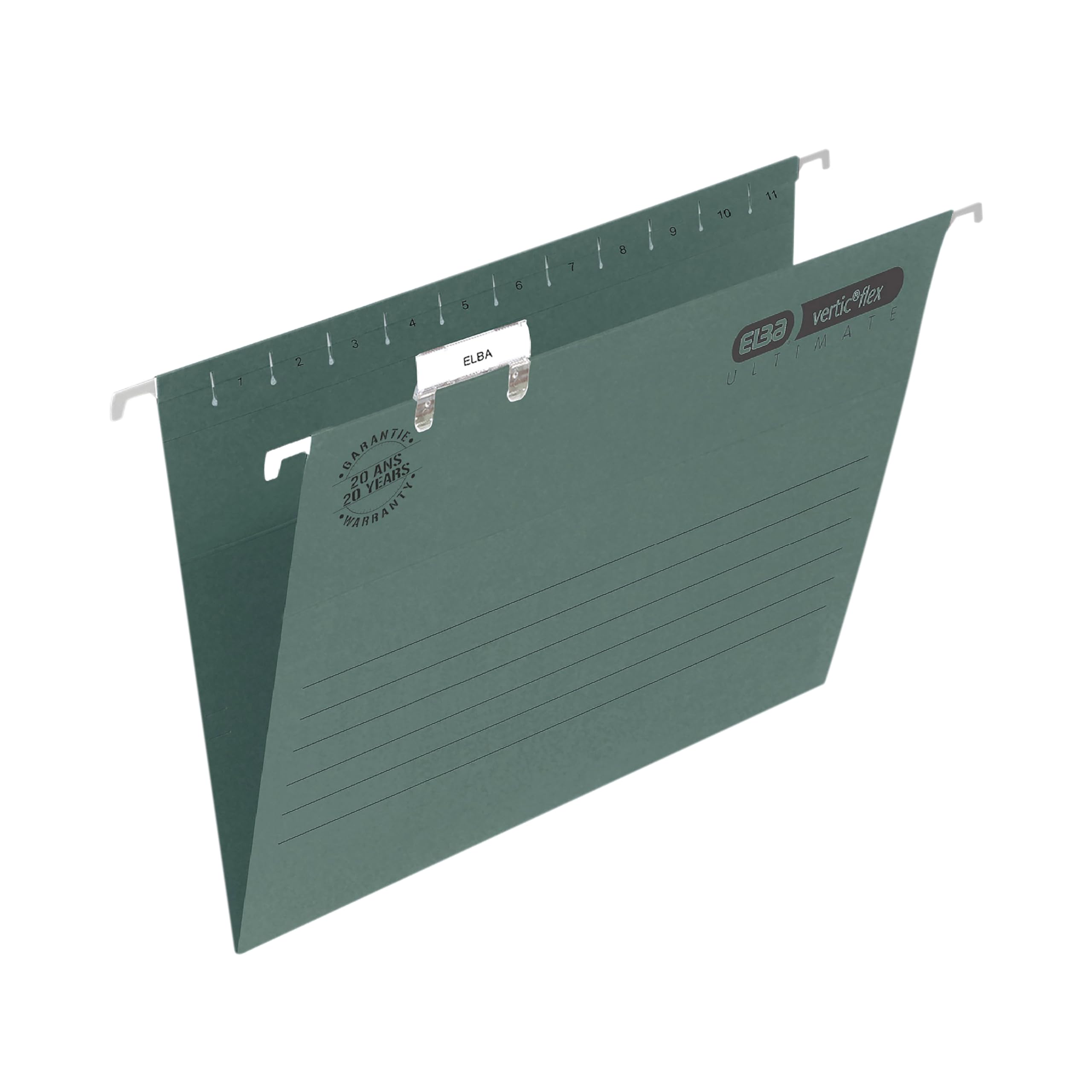 Elba Ultimate Foolscap Manilla Suspension Files, V-Base, 240 gsm - Dark Green (Pack of 50)