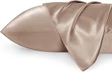 Bedsure Satin Pillowcase Hair Care 2 Pack Queen Standard 50x75 Dark Beige