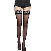 Vpogn Women's Nylon Thigh High Sheer Stockings Sexy Lace Top Pantyhose