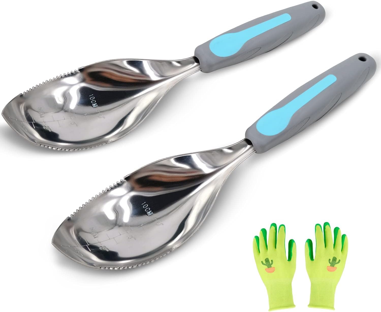 Jardineer Multi-Use Soil Scoops, Stainless Steel Garden Trowel, All-in-One Dirty Little Digger as Cultivator, Weeder, Transplanter