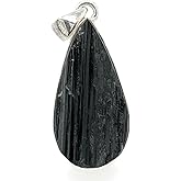 Natural Black Tourmaline 925 Solid Sterling Silver Pendant 37mm