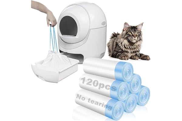 Rastalola Cat Litter Bags with Drawstring, Compatible with Litter Robot 3 & 4,10-12 Gallons