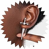 Xduargs Punk CZ Sword Ear Jacket Earrings Gold Crystal Sword Earrings Vintage Dagger Sword Earrings Gothic Sword Cross Front Back Earrings Jewelry for Women