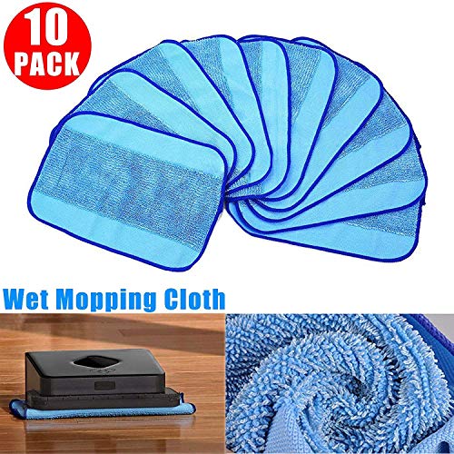10pcs Wet Microfiber Mopping Cloths Mop Pads Linkstyle Replacement Pro-Clean Wet Mopping Pads for iRobot Braava 380 380t 320 321 Mint 4200 4205 5200 5200C Robot Braava Pads Floor Mopping Pads