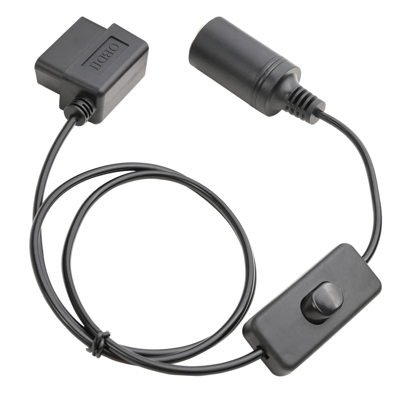 Photo 1 of OLLGEN 1M/3.3ft Right Angle 1M/3.3ft OBD2 Male to Cigarette Lighter Female Connector with Switch OBD II Car Memory Saver Power Supply Cable