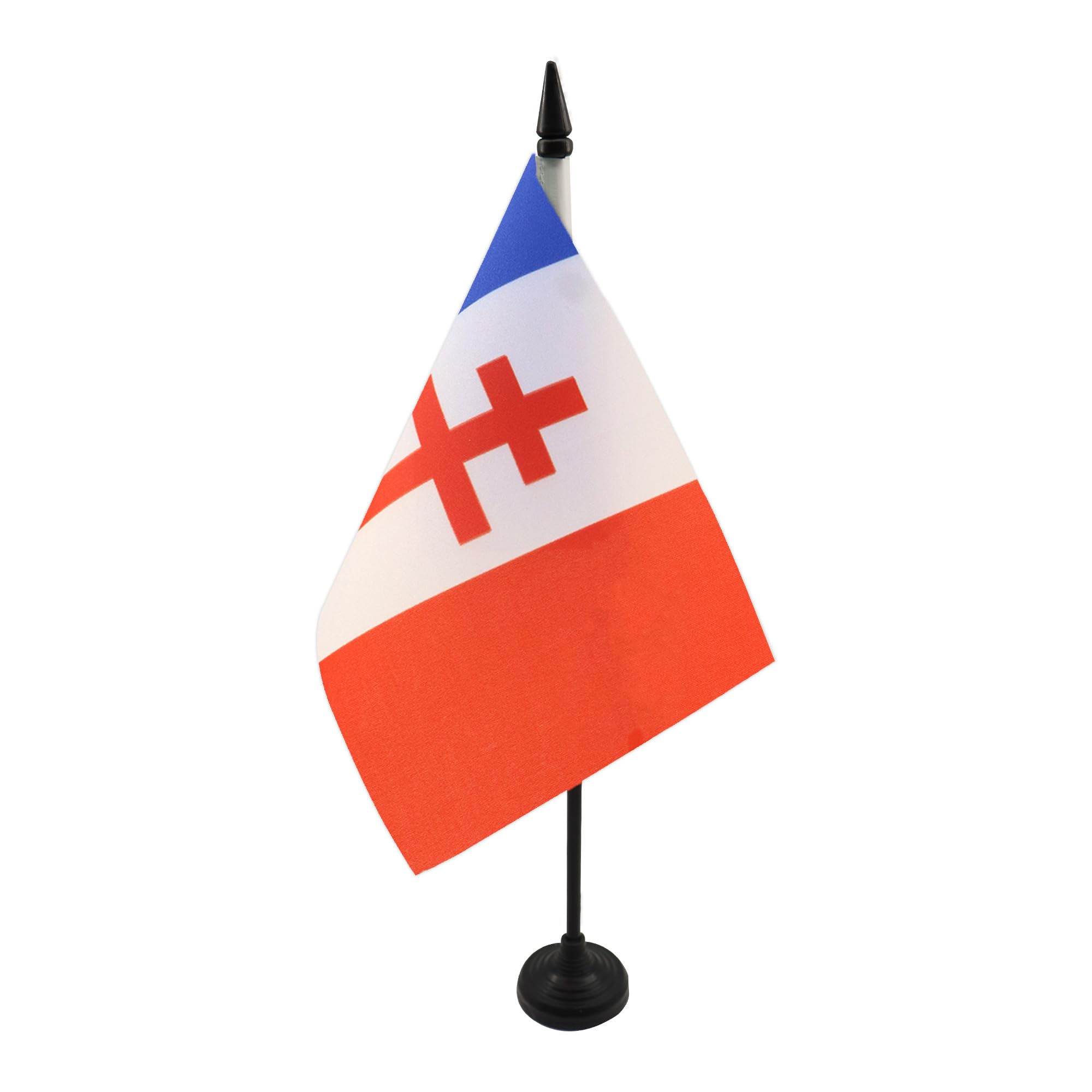 AZ FLAG France General De Gaulle Table Flag 5'' x 8'' - French resistance Office Decoration 100% Polyester 21 x 14 cm - Mini Desk Flag with Pole and Black Plastic Base