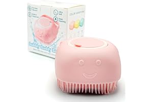 HamInWay Dog Bath Brush, 2-in-1 Dog Brush for Grooming with Built-in Shampoo Dispenser, Gentle Silicone Bristles for Bath & Massage,Easy Clean Design for Dog, Cats & Small Pets, Pink