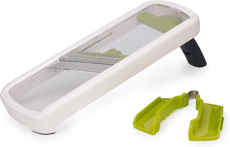 Multi-Grip, Mandolina de cocina, Cortador de verduras manual ajustable con agarre de precisión, 3 y 2 grosores de Corte y Juliana, Blanco