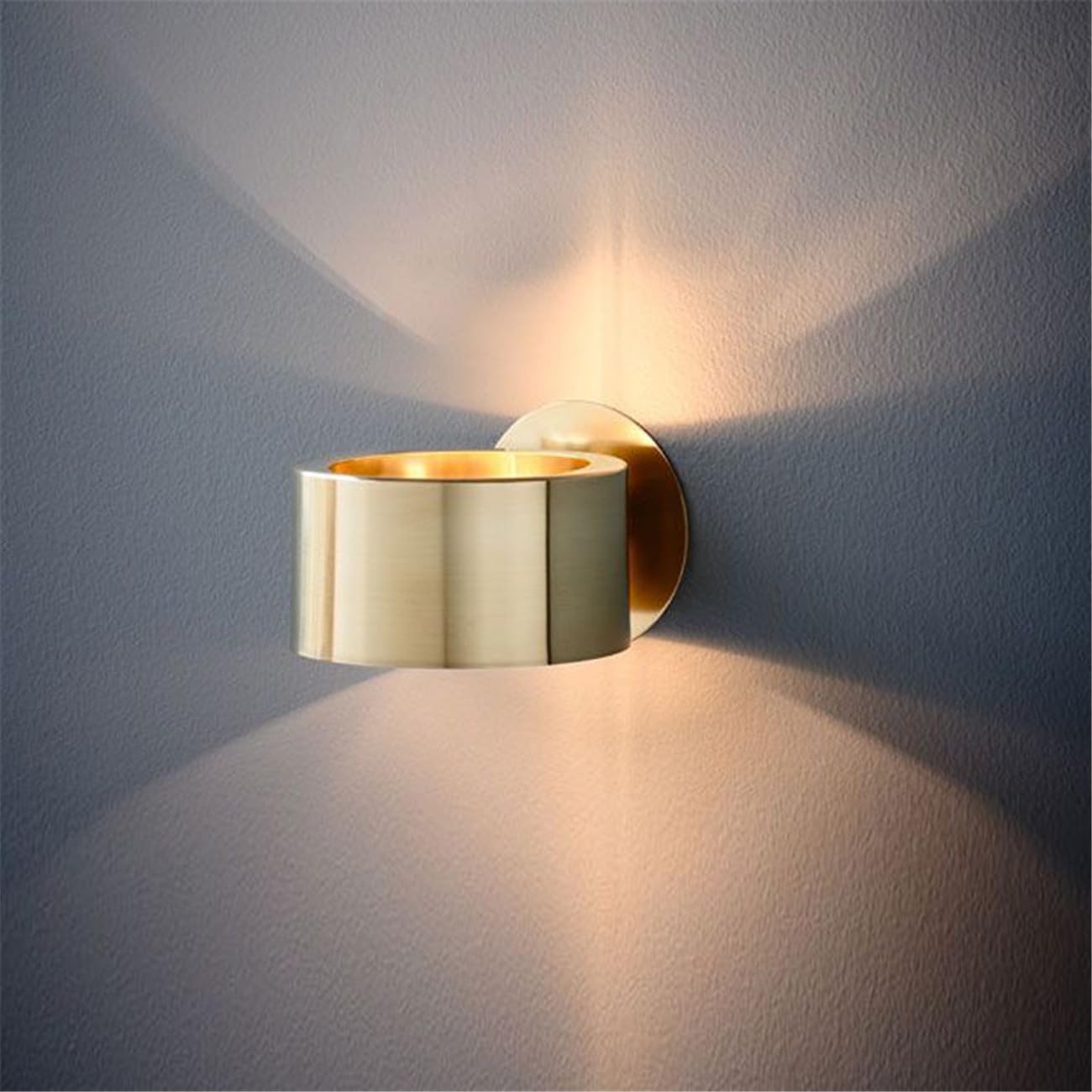 Chrasy Gold Finish Metal Wall Light, E27 Base Modern Wall Sconce, Indoor Up and Down Small Wall Lamp for Bedroom Bathroom Stair Entryway Hallway Living Room
