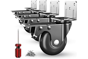 APLLAMO Side Mount Plate Caster Wheels - Thickened L-Shaped Mounting ，Heavy Duty 800 LBS，Set of 4 with Brake，360° Swivel，Locking，Castor Wheels for Furniture，Carts，Cabinet，Table(Black, 2 inchs)