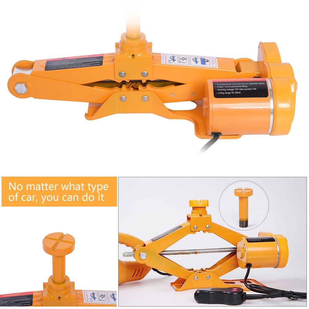 3 Ton 12V DC Scissor Lift Jacks Electric Jack Lifting Car SUV Emergency